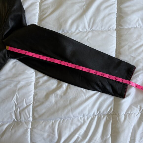 Pier Angelini Black Leather Jacket with Red Trim Size 40 - Picture 8 of 11